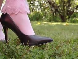 6 min - High heels socks outdoor