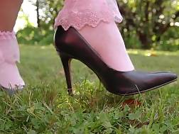 6 min - High heels socks outdoor